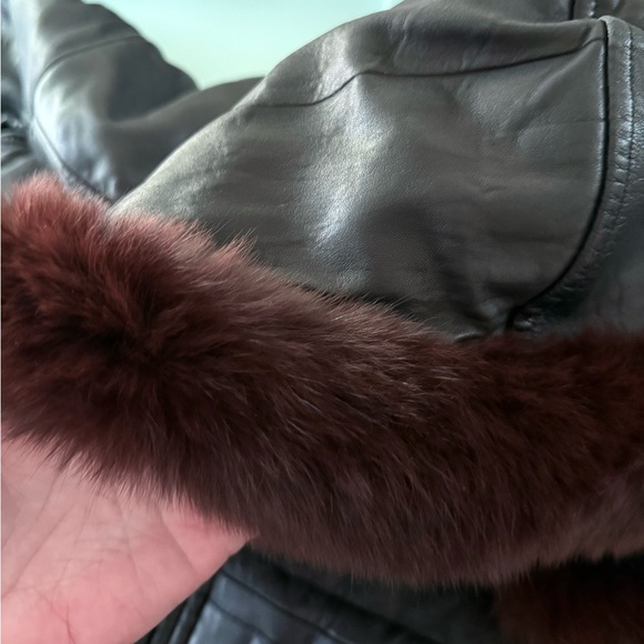 Andrew Marc Leather Jacket with Fur Trim and Hood - Womens Size S - Picture 16 of 16